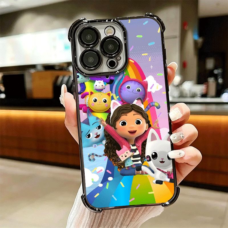 G-Gabbys Dollhouse Cartoon Plating Phone Case For Iphone 16 17 Pro Max Air 16E 14 15 Plus 12 13 Mini Anti-Fall Airabag Cover