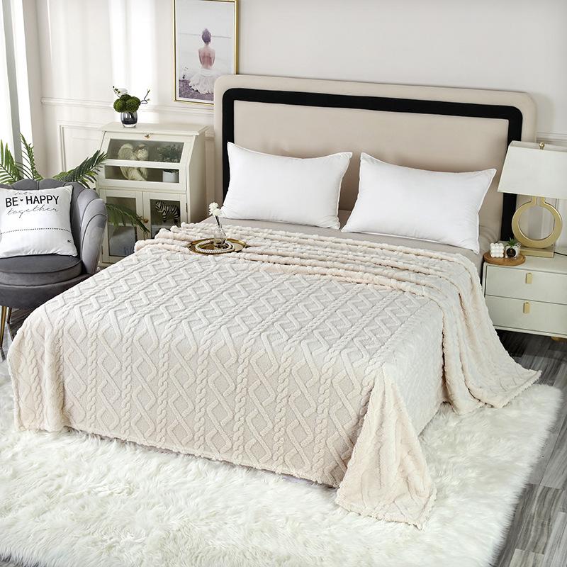 Двусторонний однотонный флисовый и тафтовый плед для дивана или сна