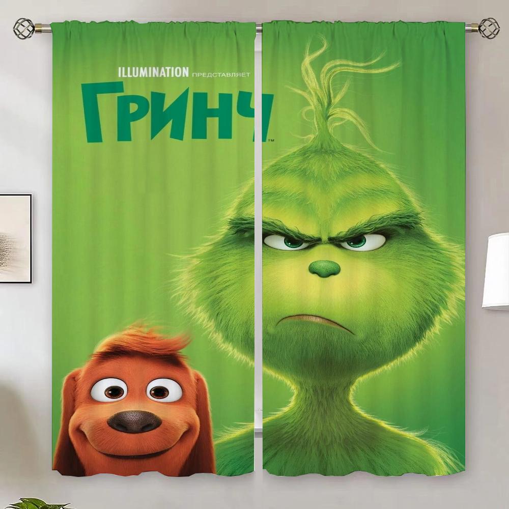 The-Grinch Шторы для гостиной, двери, спальни, затемняющие шторы, салон, 2 шт., щупальца, покрывало, подхваты для штор, жалюзи