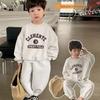 2023 Boys' Trendy Letter Print Thin Sweater & Sweatpants Two-Piece Autumn Set