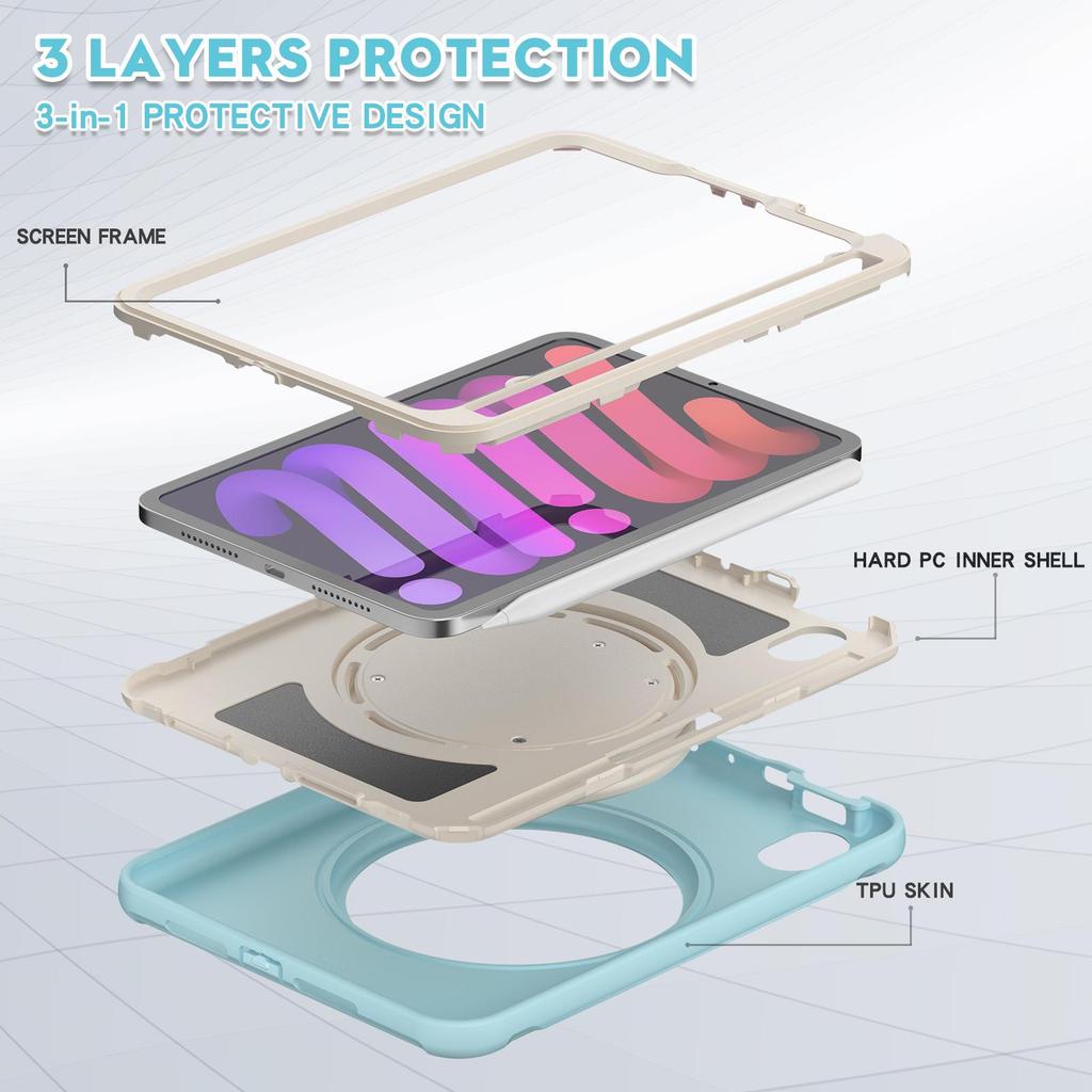 Защитный чехол для iPad Mini 6 с вращающейся подставкой и большой ручкой