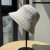 New summer fisherman hat for women, colorful hollowed-out sun hat for seaside vacations, face-flattering small woven bucket hat, foldable