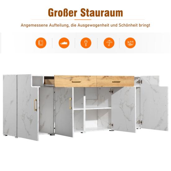 Storage Cabinet High Stability with 4 Doors Sturdy Construction Smooth Edge Easy Dining Room Console Installation Item Living Free-Standing
