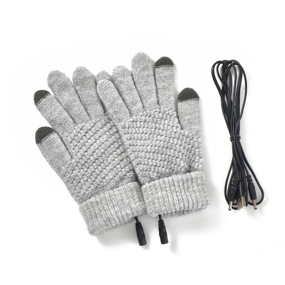 Thickened Full Finger Warmer Heated Gloves Touch Screen Knitted Gloves Winter Electric Mitten