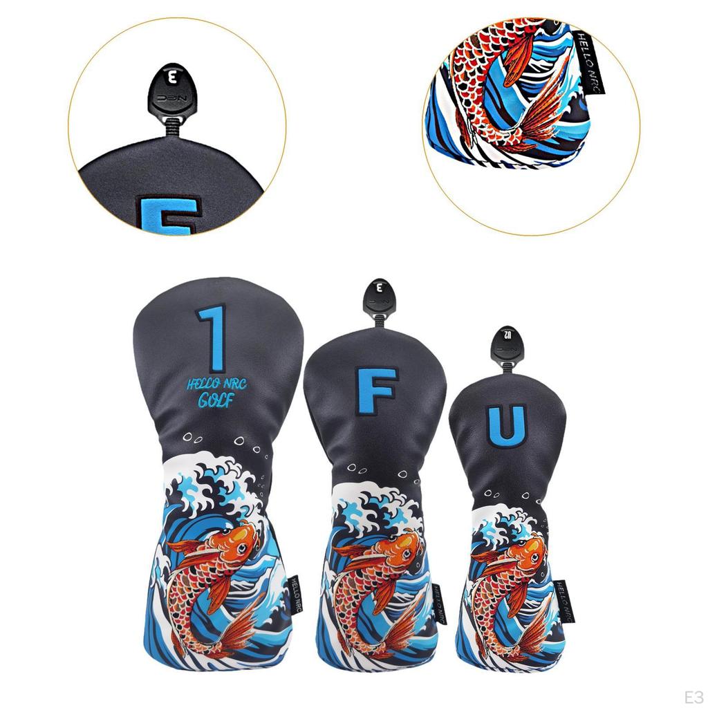 3 шт. чехлы для головок клюшек для гольфа, драйвер Fairway, износостойкие деревянные гибридные гольфисты