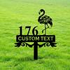 Metal Flamingo Address Sign, Beach House Number Stake, Tropical Garden Plaque, Personalized Outdoor Metal Decor