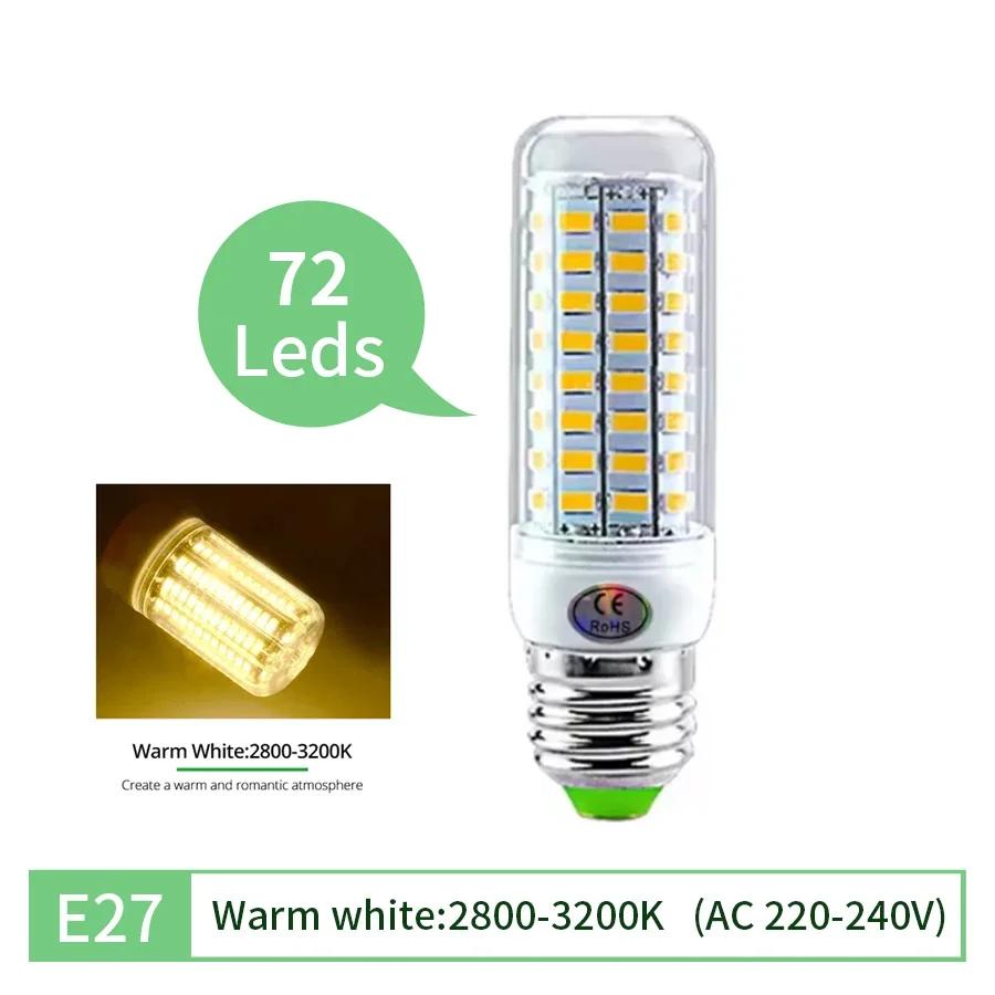 E27 LED Light Bulb E14 Corn Bulb Lamp Ceiling Chandeliers Lampada LED Lights 72 96 LEDs No Flicker AC220V 240V 5730 SMD Bombilla