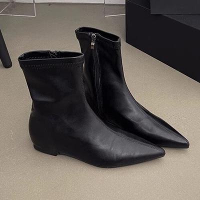 Женские ботильоны на плоской подошве с острым носком, дизайнерские, новая модельная обувь, модные осенние женские ботинки 2025, повседневные готические ботинки челси для женщин