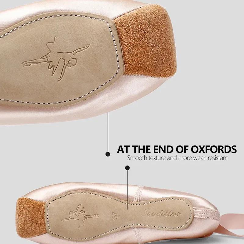 Professional Ballet Pointe Shoes Girls Women Ladies Satin Ballet Shoes With Ribbons