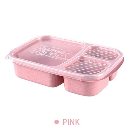 Wheat Straw Lunch Box Portable Bento Box With Compartment Picnic Bento Box Fruit Container Microwave Oven Dinnerware for Student