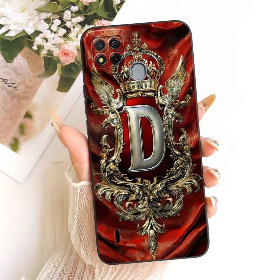 For ITEL A57 W6004 A611W Feather Crown Initial Letter Phone Case For ItelA57 A57 Pro Shockproof Soft Silicone Covers Bumpers