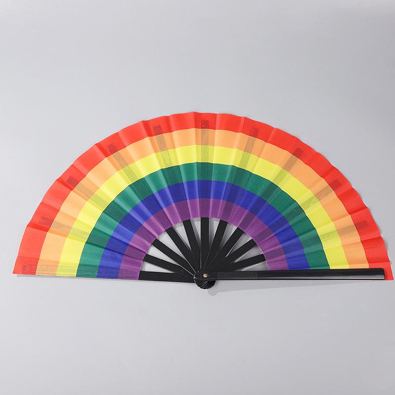 Gradient Colorful Rainbow Folding Fan 1Pc Handheld Dance Cooling Fan for Stage Performance Outdoor