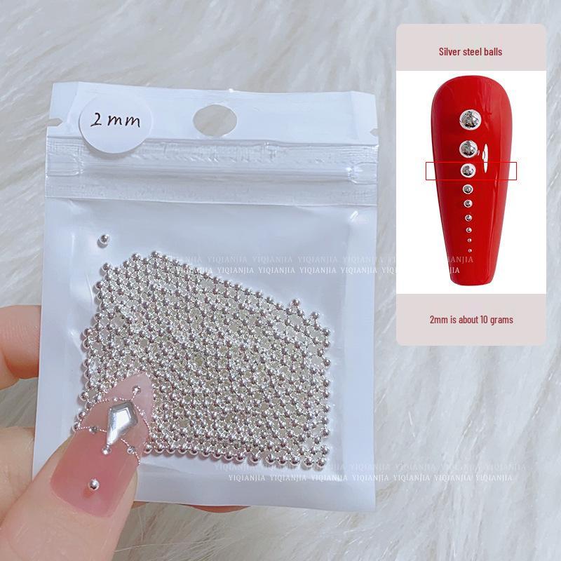 Золотые и Серебряные Стальные Бусины для DIY Маникюра, Мини 0,4 мм, Круглые Бусины Большого и Малого Размеров