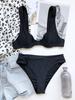 Women's Solid Color Sexy Bikini High Waist Two Piece Swimsuit