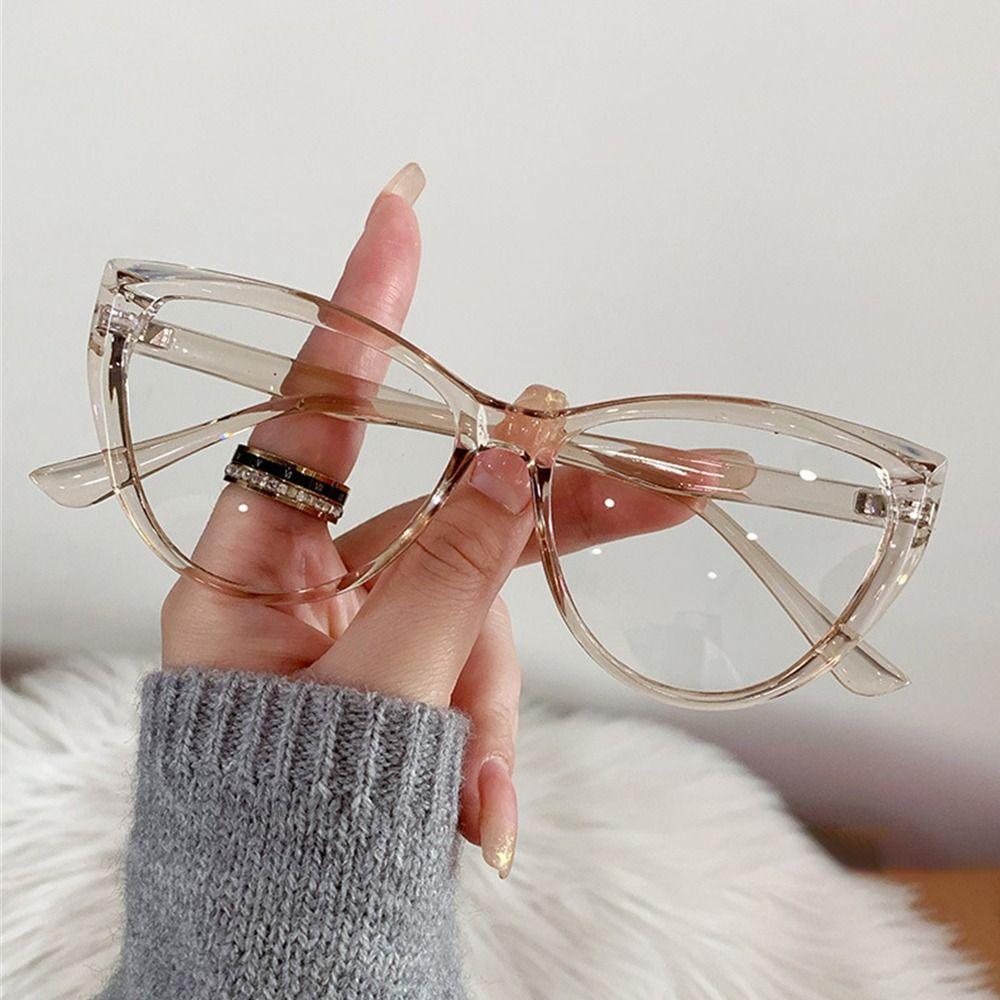 Transparent Frame Computer Goggles PC Myopia Glasses Frame Retro Flat Mirror Eyewear Women Girls