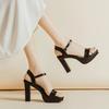 Летние сандалии 2025 года с ремешком на одной пряжке, новая модная модель, тонкий высокий каблук, женские сандалии, сексуальные туфли с открытым носком, женские праздничные сандалии