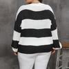 Женский трикотаж в полоску, межцветный пуловер, свободный свитер с круглым вырезом