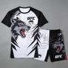 Летний новый спортивный костюм UFC MMA для мужчин и женщин, для занятий фитнесом, любителей единоборств, саньда, бокса. Быстросохнущий, дышащий комплект.