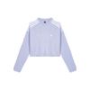 Crop Crew Neck Long Sleeve Sweatshirt Women Tops Light-Purple HF4154