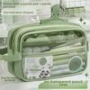 "2024 High-Capacity 5-Layer Transparent Panda Pencil Case for Girls"