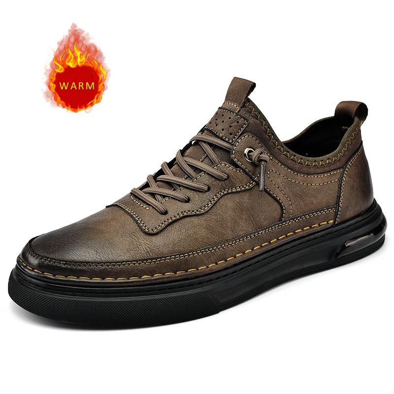 Высококачественный бренд Мужская кожаная повседневная обувь Толстая подошва Износостойкая Ручная работа Подошва Мужские оксфорды Обувь для походов на открытом воздухе