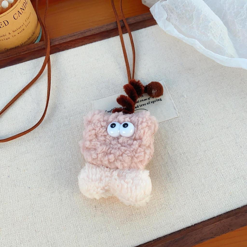 Cartoon Cute Twist Stick Plush Pendant Necklace – Heart Sweater Chain for Girls