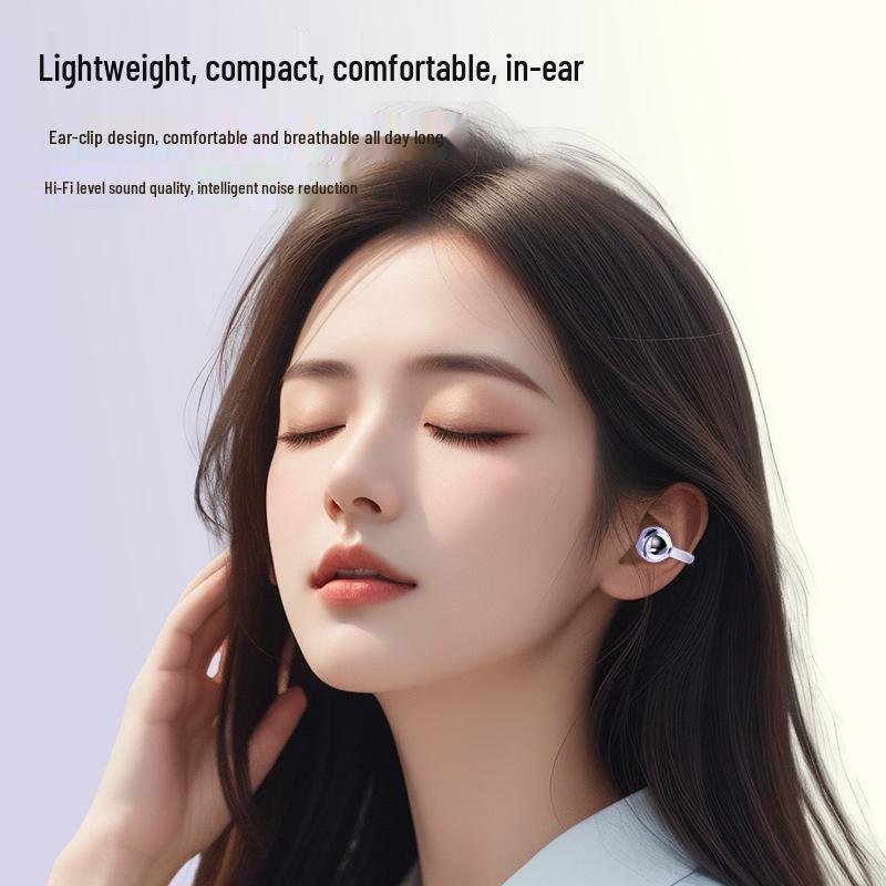 Беспроводные Bluetooth-наушники с костной проводимостью 2025 года: Крепление-клипса, Длительное время работы от аккумулятора, Высококачественный звук, Шумоподавление для спорта.