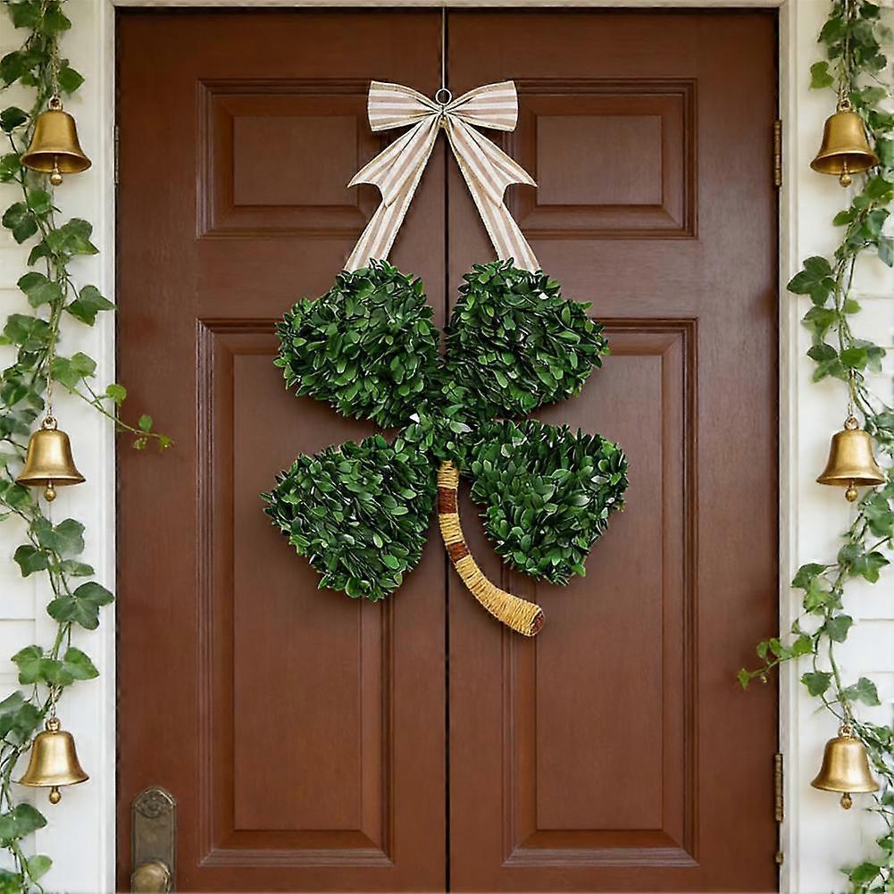 St Patricks Day Wreath Four Leaf Clover Door Hanger for Home Decor Gift