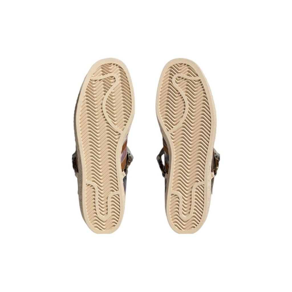 Adidas Оригинальные Han Meilin X Superstar 80S Wu Ma Кожаные Кроссовки с Низким Верхом Унисекс Кроссовки Бежевый Коричневый ID4383