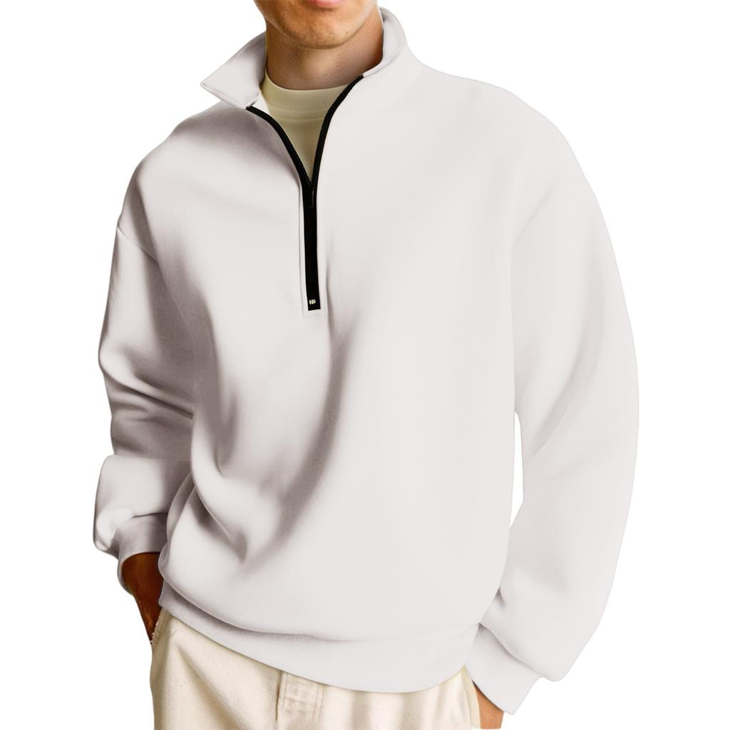 Мужской повседневный свитшот с длинными рукавами, воротником на молнии до четверти.
