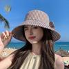 Стильная клетчатая шляпа от солнца с широкими полями для летней защиты от солнца на открытом воздухе
