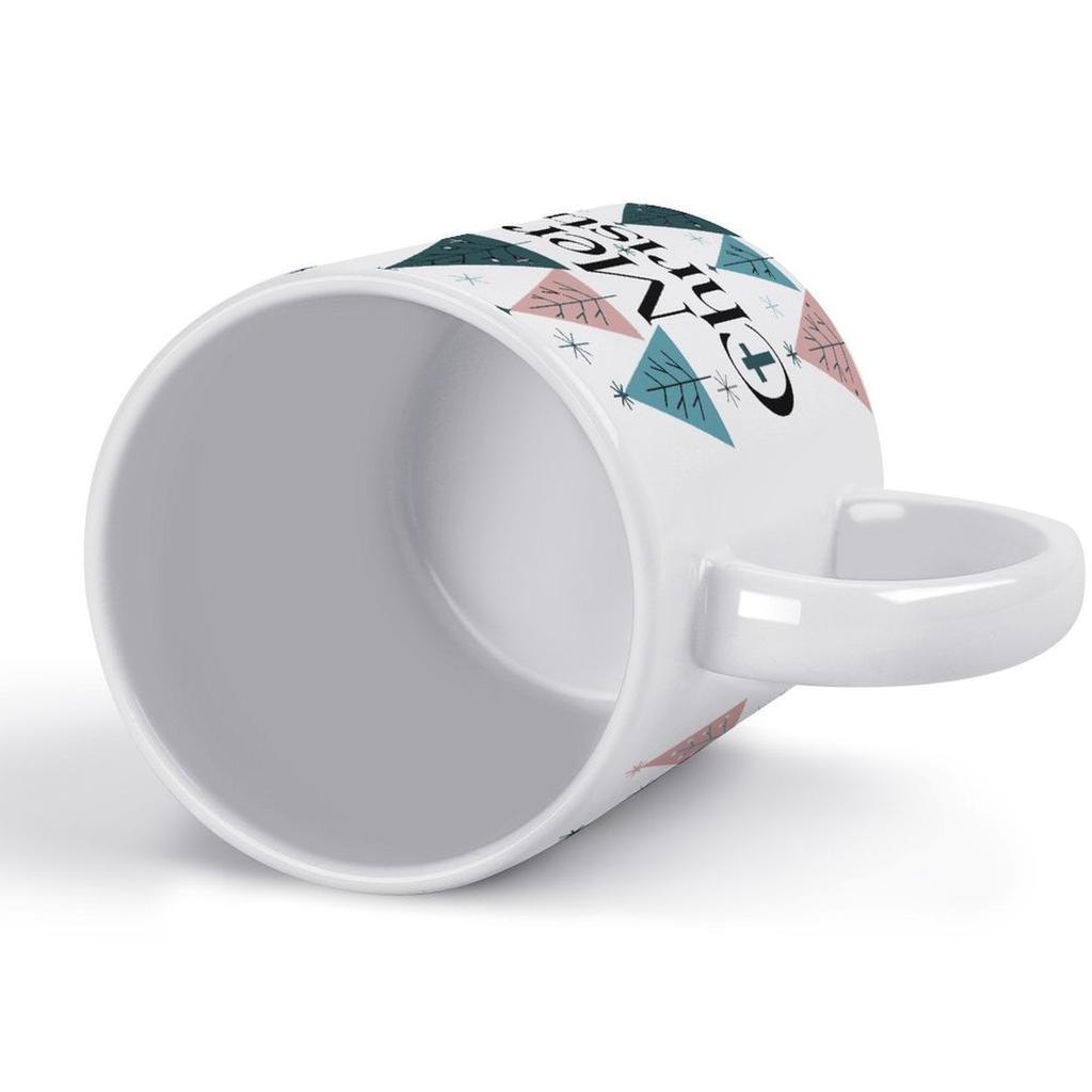 1pc 11oz Blank Ceramic Coffee Mug, Double-sided Printed Cup, Shiny White Look, High Quality Ceramic, Easy To Wash, Everyday Durable Mug