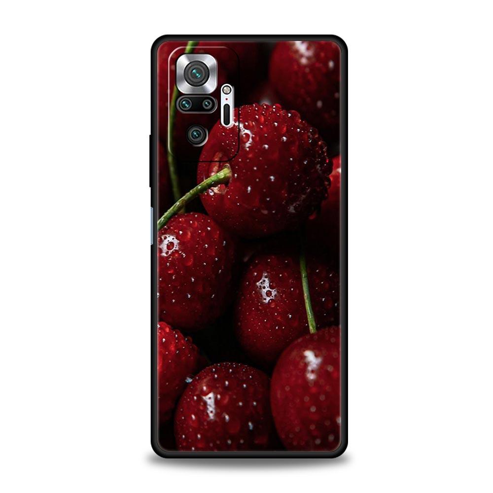 Чехол для телефона с вишней, фруктовый, для Xiaomi Redmi Note 14 13 5G 10 11 12 Pro Plus 4G 14C 13C 12C 10C, черный