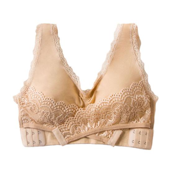 Women Bra Push Up Padded Wireless Shockproof Solid Color Lace Anti-sagging Soft Elastic Sport