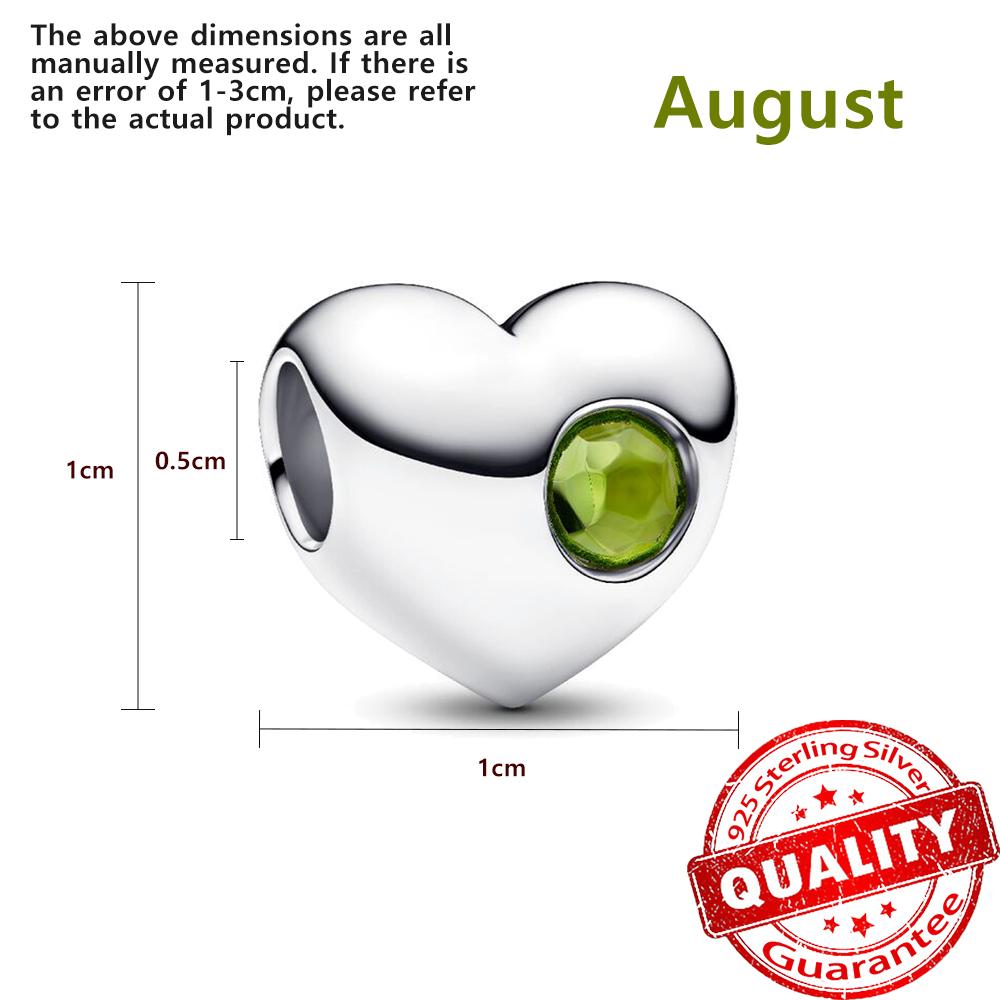 Мелкая медь Двенадцать камней-талисманов Сердце Бусины Шарм Подходит для оригинального браслета Женский Подростковый Милое Ожерелье Ювелирные Аксессуары