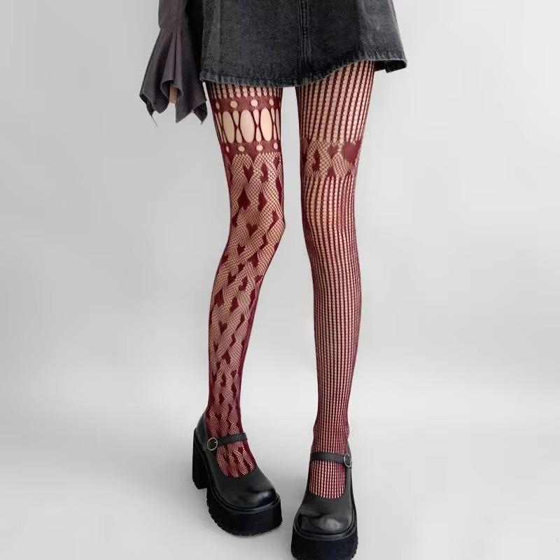 Колготки женские сердечки ажурные кружевные сетчатые чулки женские колготки нижнее белье сексуальные тонкие чулки Y2k колготки