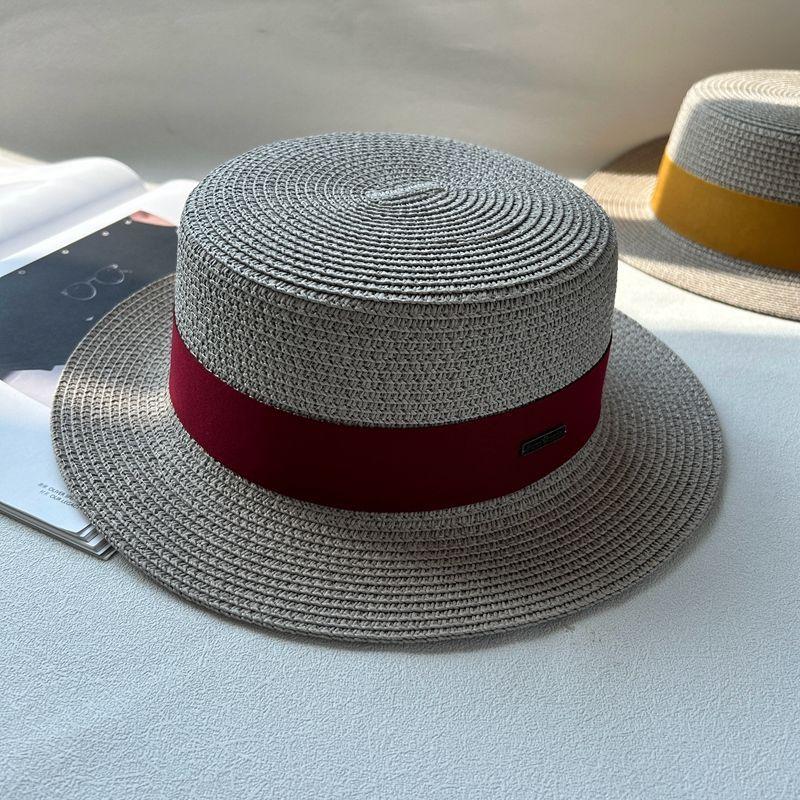 New hat women's spring and summer flat top top hat adjustable French British sunshade sunscreen travel versatile seaside