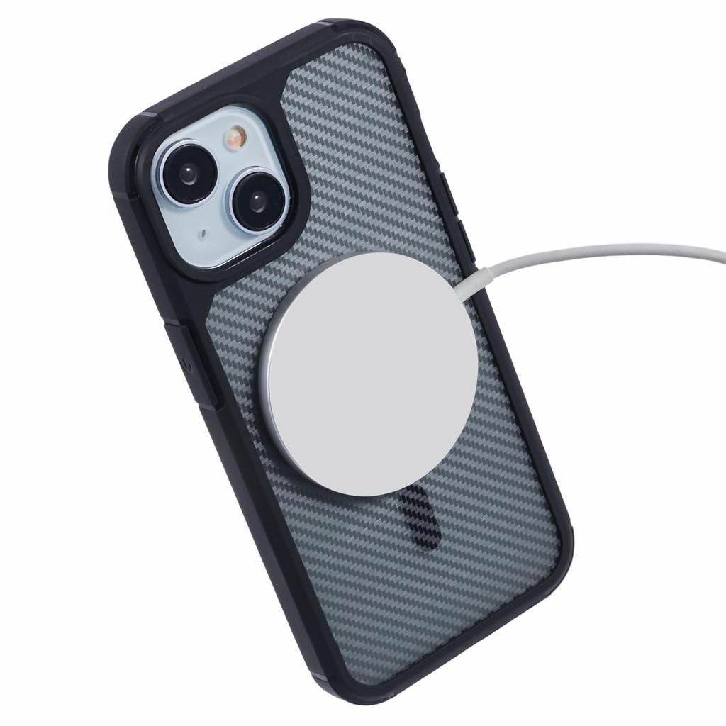 For iPhone 15 Case Compatible with MagSafe Carbon Fiber TPU+PC Anti-Drop Phone Cover