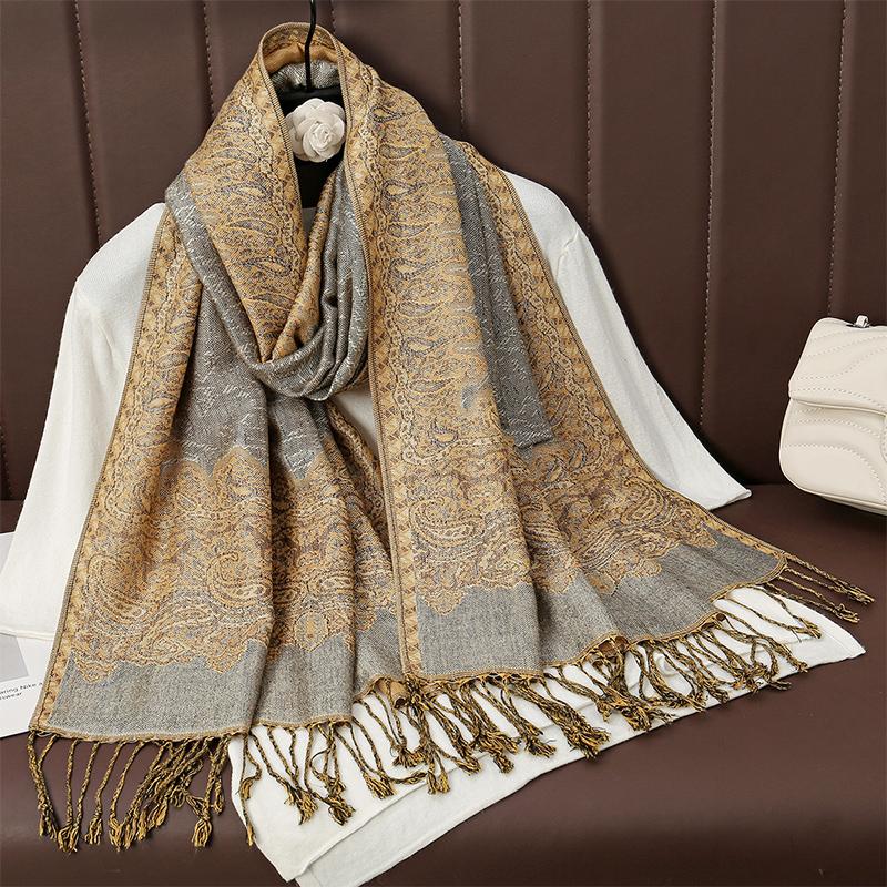 Tassel Blanket Design Thick Pashmina New Winter Warm Shawl Wrap Cashmere Scarf Women Neckerchief Poncho Stoles