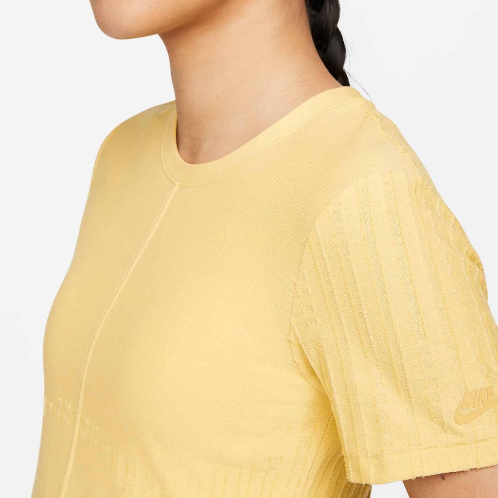 Nike Спортивная футболка Dri-FIT ADV Tech Pack, однотонная, дышащая, с круглым вырезом, коротким рукавом, женские топы, желтый DM6499-700