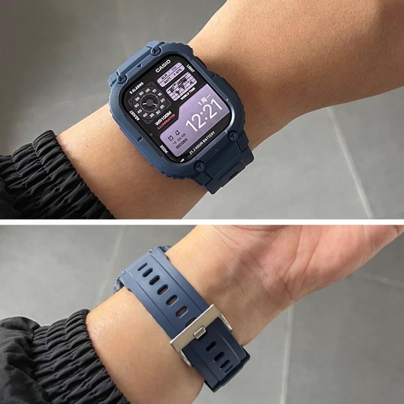 Ремешок для чехла для Apple Watch Ultra 49 мм, 45 мм, 44 мм, 41 мм, 40 мм, силиконовый ремешок для Iwatch Series 8 7 6 Se 5 4, защитный чехол-браслет