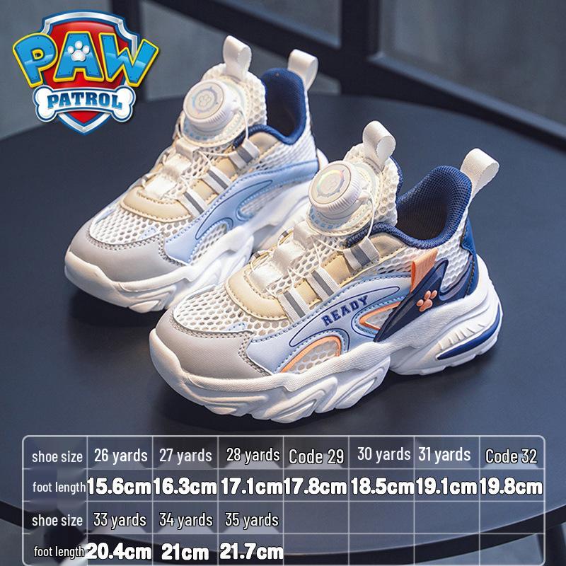Paw Patrol Kids' Sports Shoes - Breathable Mesh, Spring/Summer Style, Student-Friendly, Boys' Hollow Design, Easy-On Button, Big Sizes