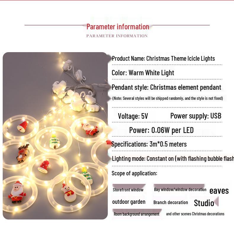 Santa Claus LED Curtain Lights – Colorful Christmas Festival Decoration for Windows