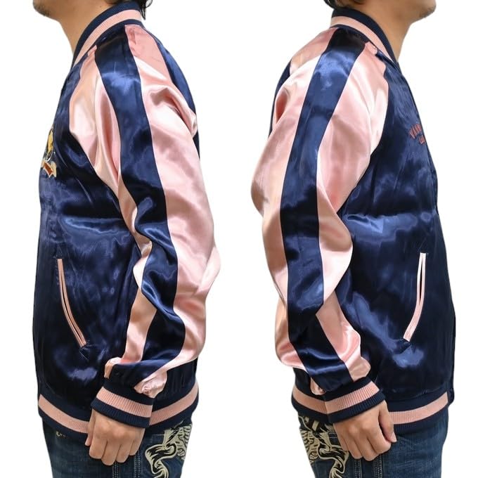 Сувенирная куртка Looney Tunes Sukajan Wile Coyote Tweety [Banson] LTV-2504 E. Мужской (JP, Алфавит, 2XL, Черный)