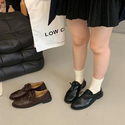 Новые британские туфли-лодочки из маленькой кожи 2025 осень и зима толстый каблук французская мягкая кожа ретро лоферы