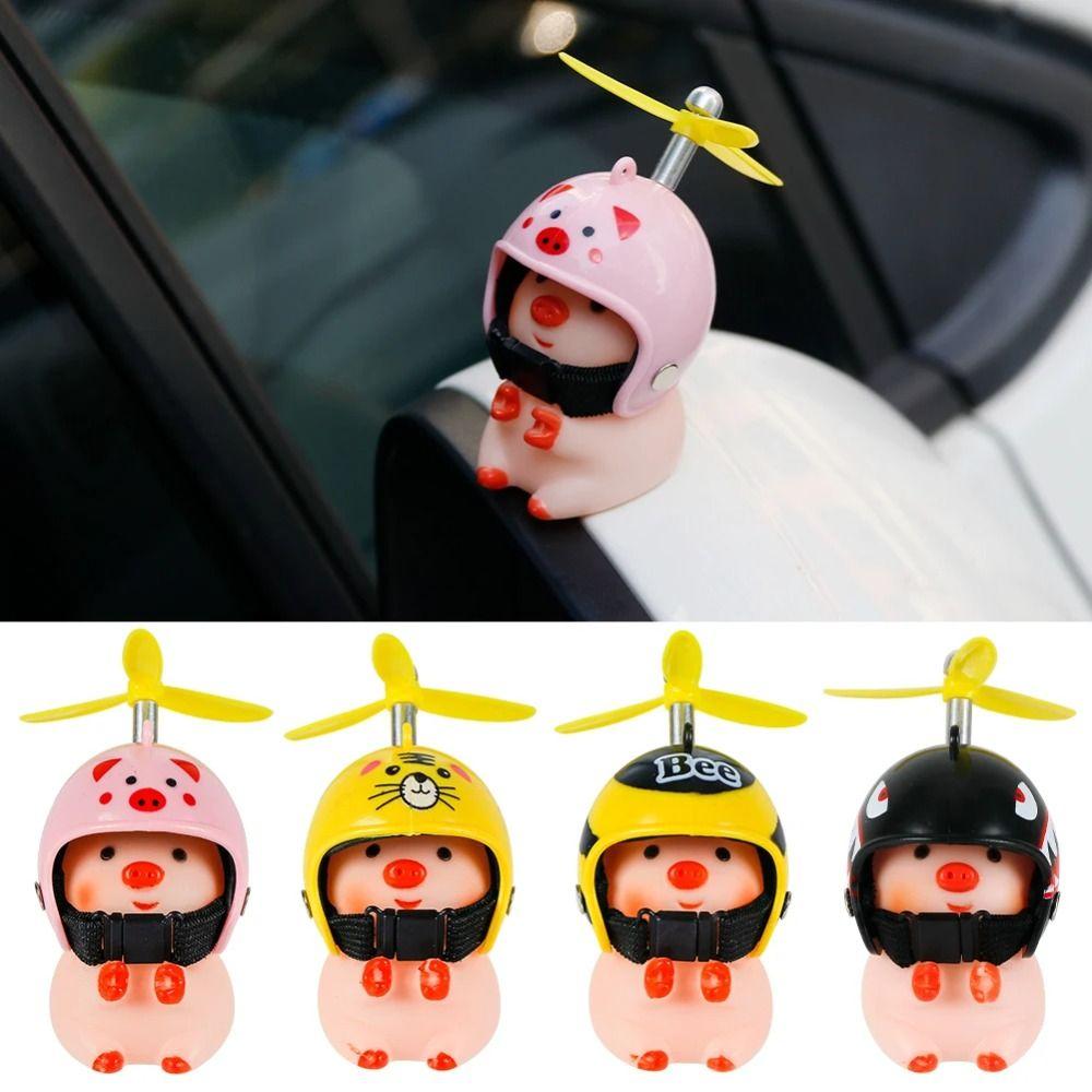 Propeller Little Pink Pig Ornaments Propeller Helmet Car Duck With Helmet  Motorcycle