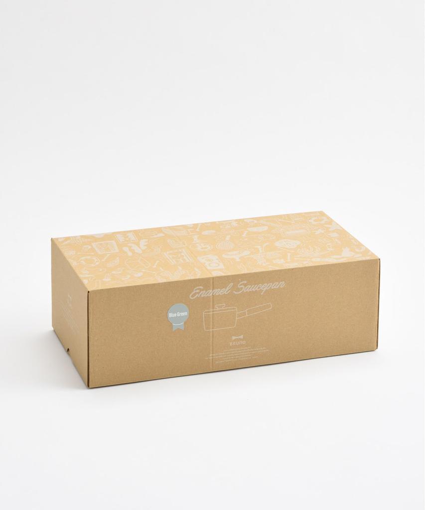 BRUNO Enamel 16cm Saucepan with Lid, Natural Wood Grain, Greige, Compatible with Induction Cooking, Direct Heat, and Gas, Collaboration with Fuji