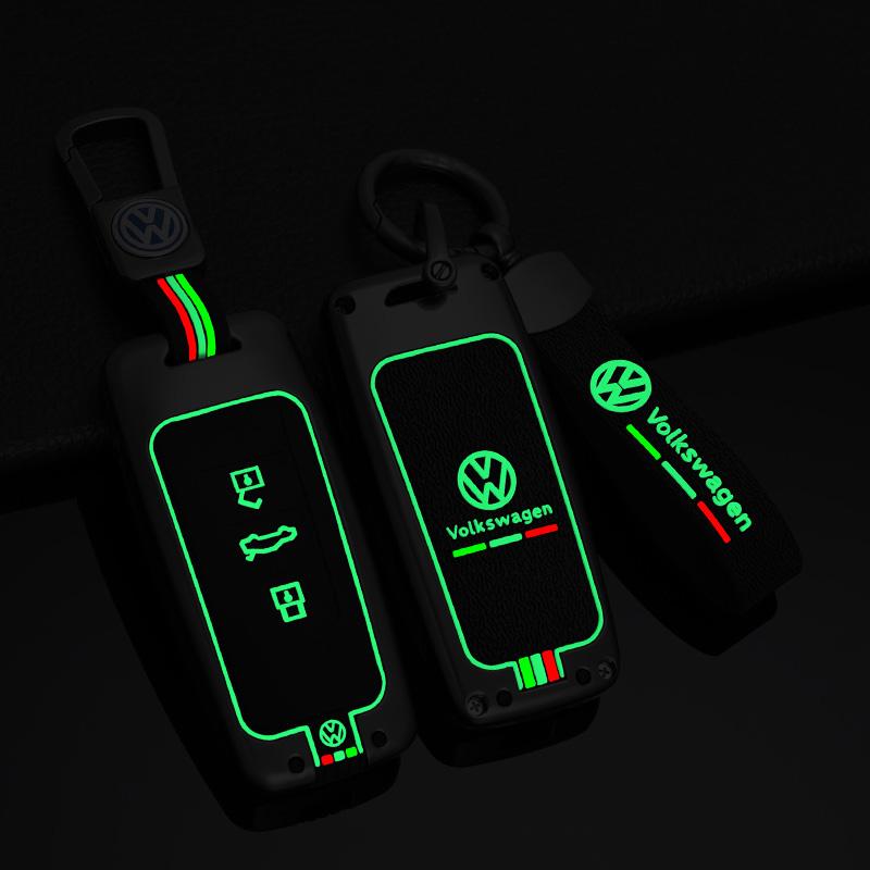 Valve Stems Caps For VOLKSWAGEN VW Zinc Alloy+Silicone Car Key Bag Smart Remote Keychain For Volkswagen VW Touareg 2018 2019 202 zw2