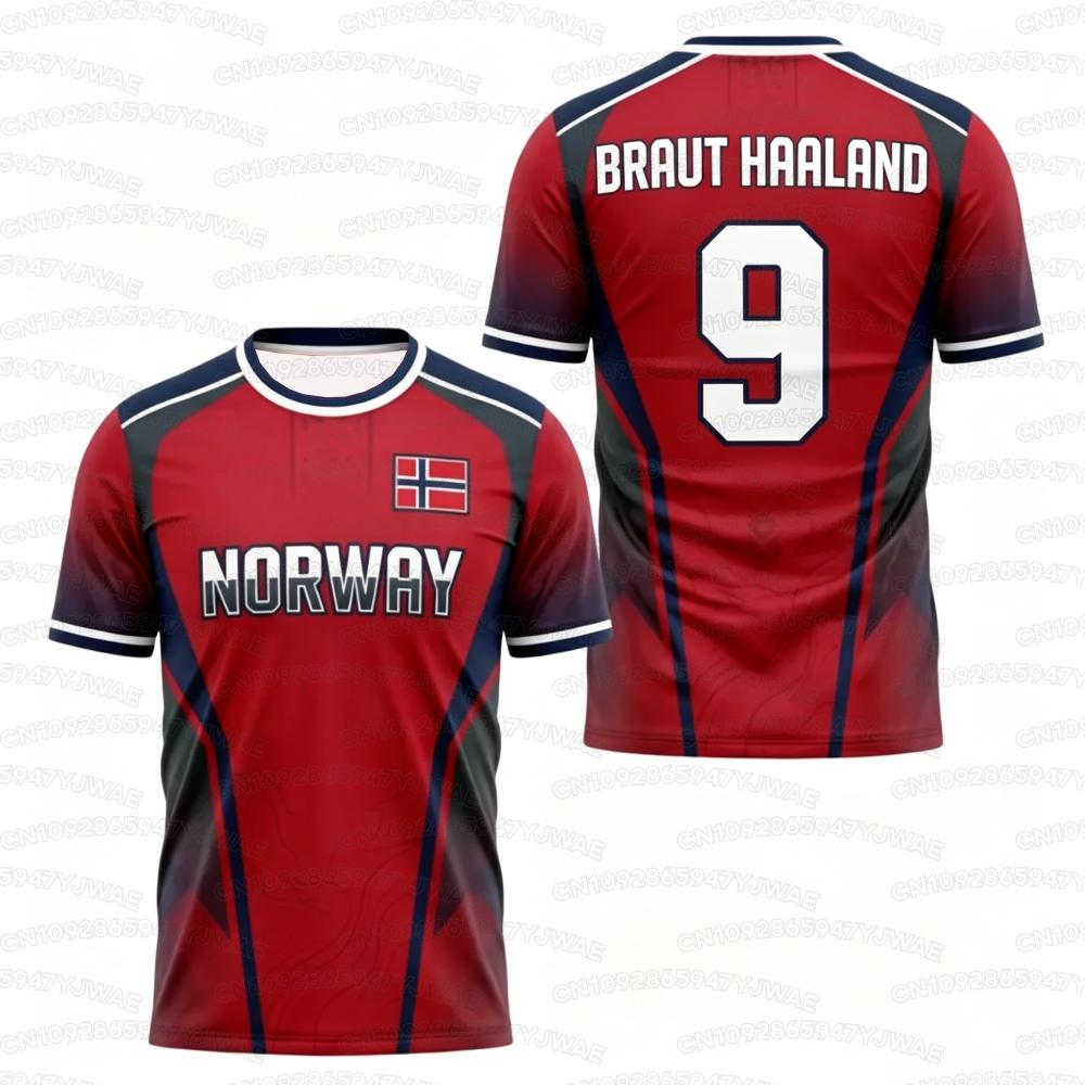 2026 Norway Flag Print Men's Women's NO.9 Short Sleeve T-shirt Print Tees Outdoor Kid Soccer Jersey Sport Tops