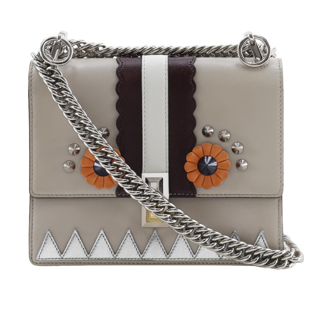 FENDI Mini canai Shoulder Bag 8M0381-9JU Studs beige Calfskin Women Used